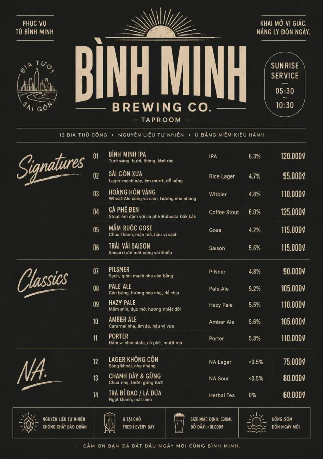Mono Bar Minimal beer-menu menu template preview