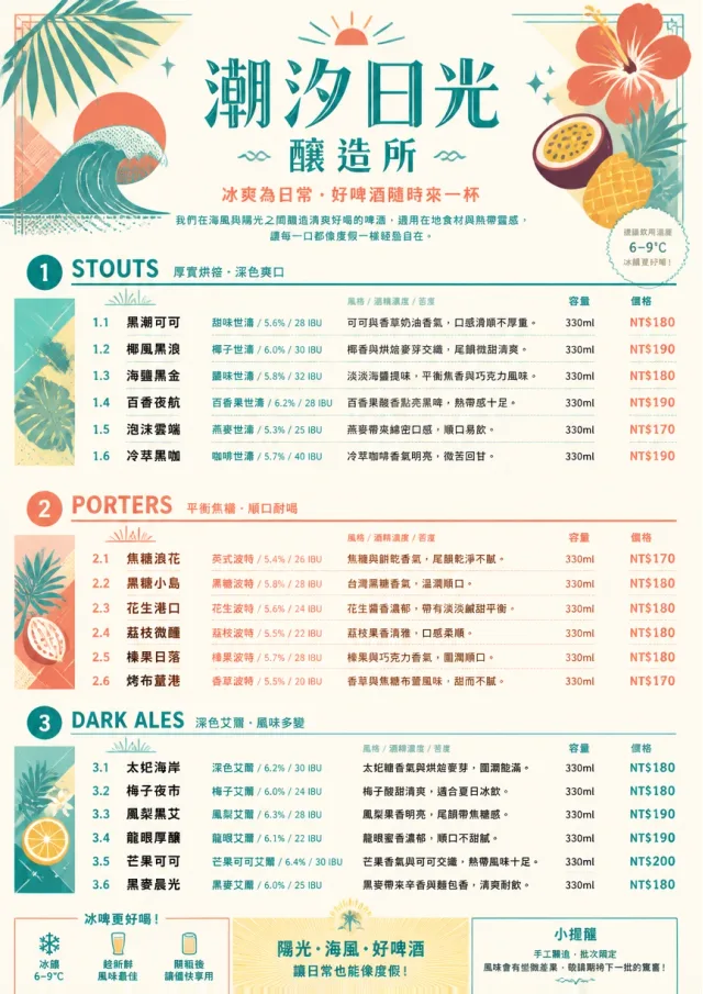 Tropical Refresh beer-menu menu template preview