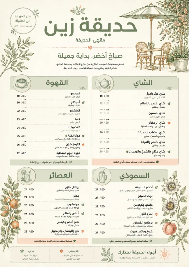 Garden Patio Day breakfast-menu menu template preview
