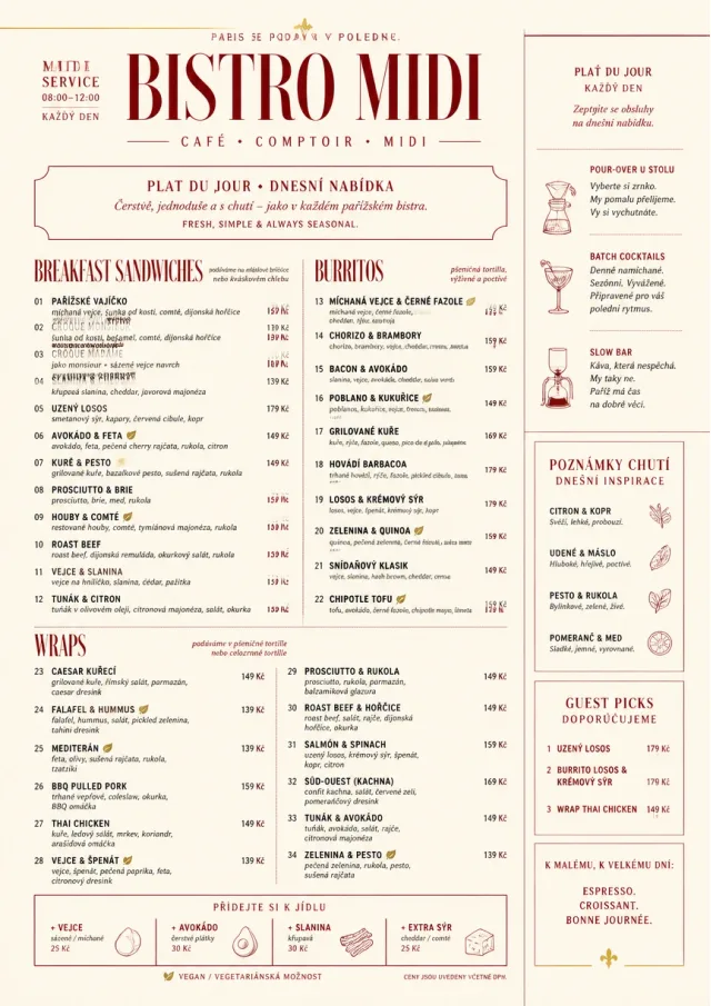 Bistro Midi breakfast-menu menu template preview