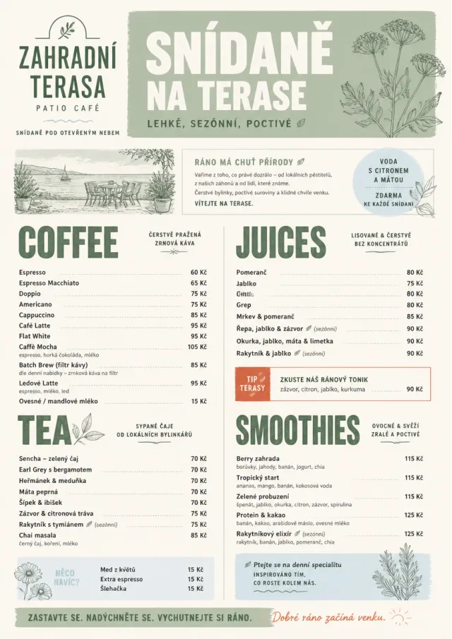 Garden Patio Day breakfast-menu menu template preview