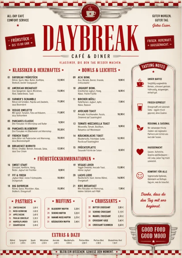 Diner Comfort breakfast-menu menu template preview