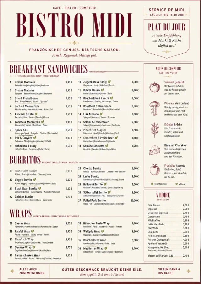 Bistro Midi breakfast-menu menu template preview