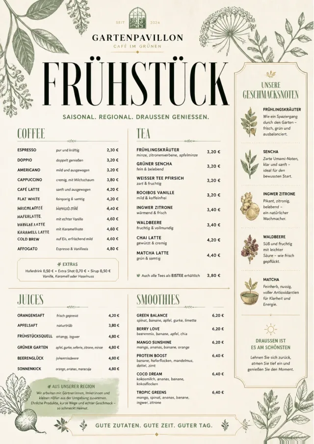 Garden Patio Day breakfast-menu menu template preview