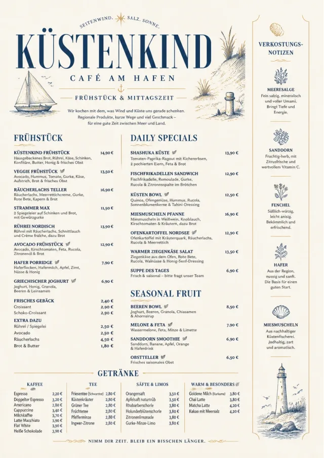 Coastal Midday breakfast-menu menu template preview