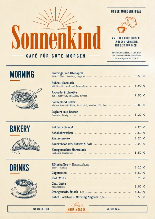 Sunrise Short Carte breakfast-menu menu template preview