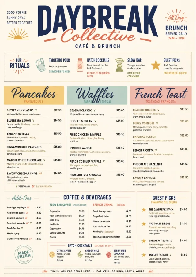 Modern Brunch Editorial breakfast-menu menu template preview