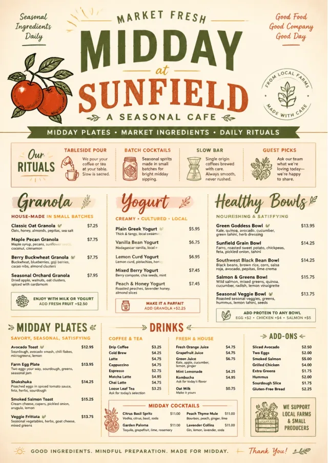 Market Fresh Midday breakfast-menu menu template preview