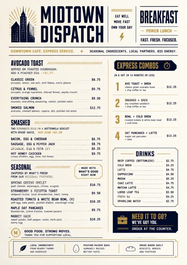 Power Lunch breakfast-menu menu template preview