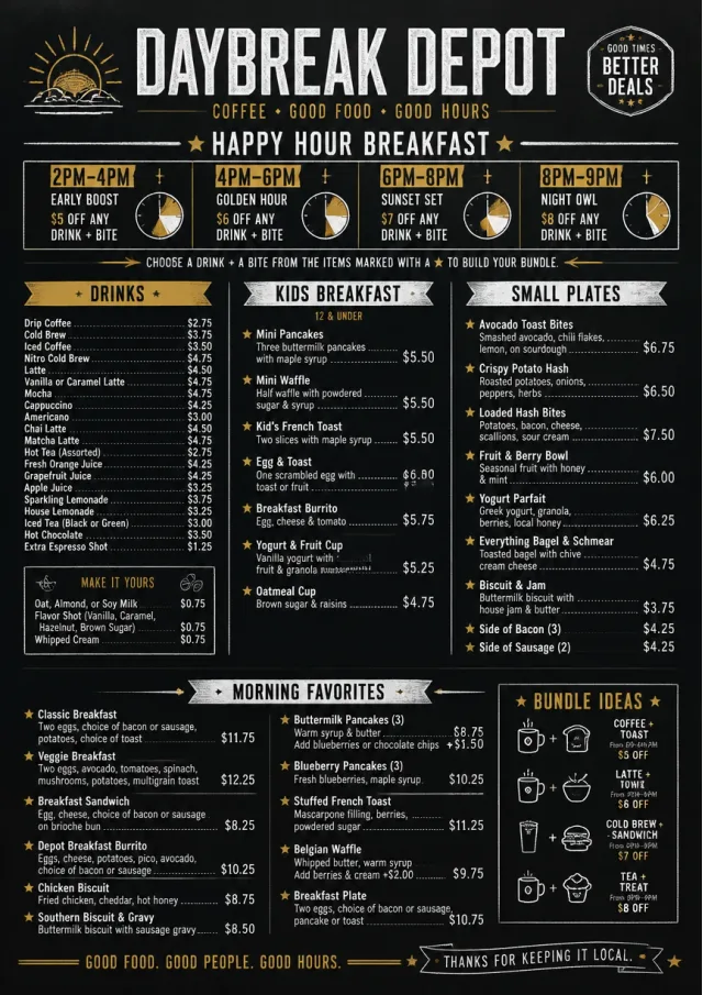 Happy Hour Promo breakfast-menu menu template preview