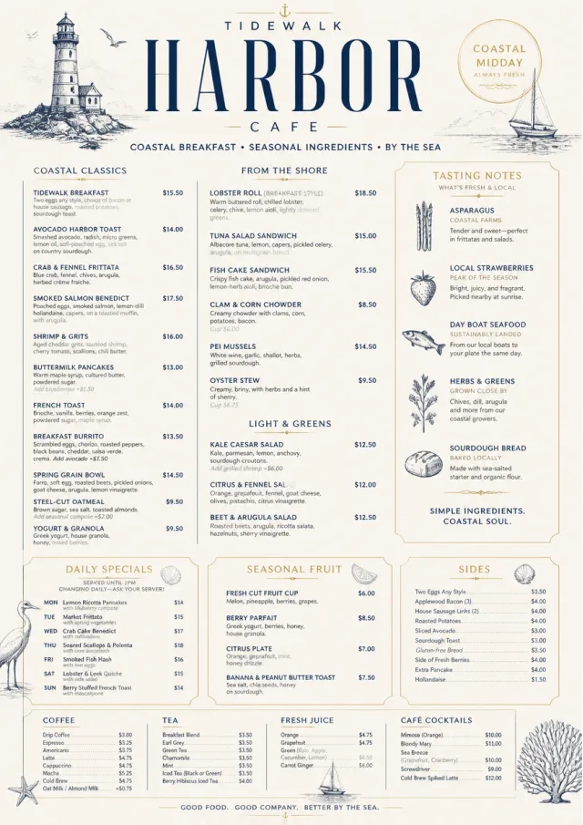 Coastal Midday breakfast-menu menu template preview