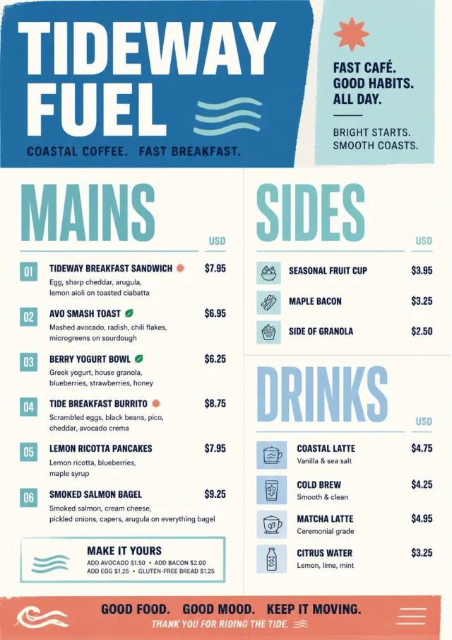 Counter Quick Board breakfast-menu menu template preview