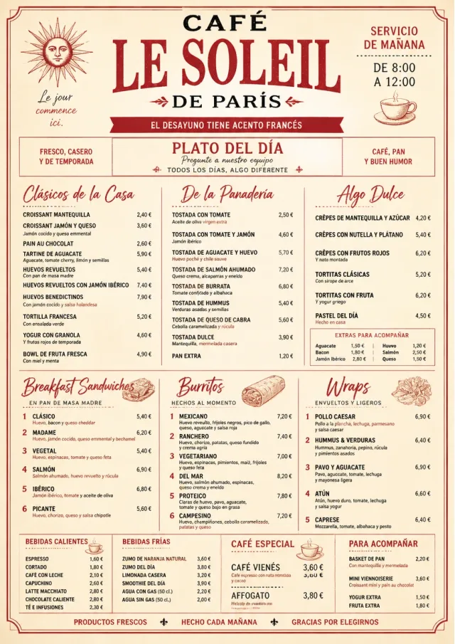 Bistro Midi breakfast-menu menu template preview