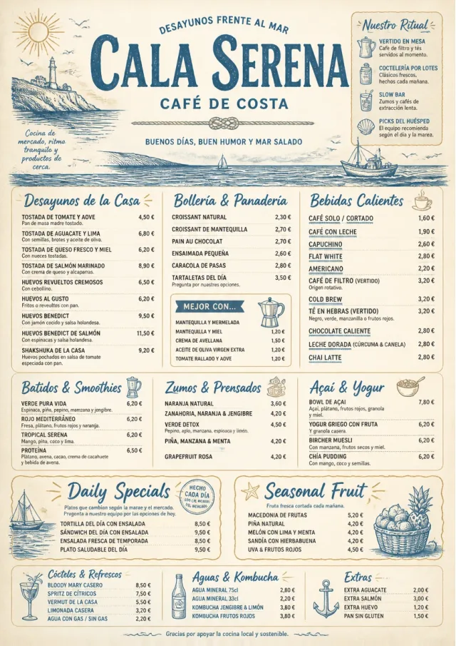 Coastal Midday breakfast-menu menu template preview