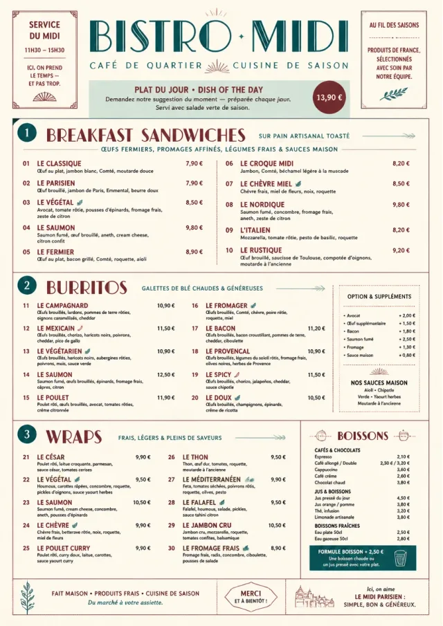 Bistro Midi breakfast-menu menu template preview
