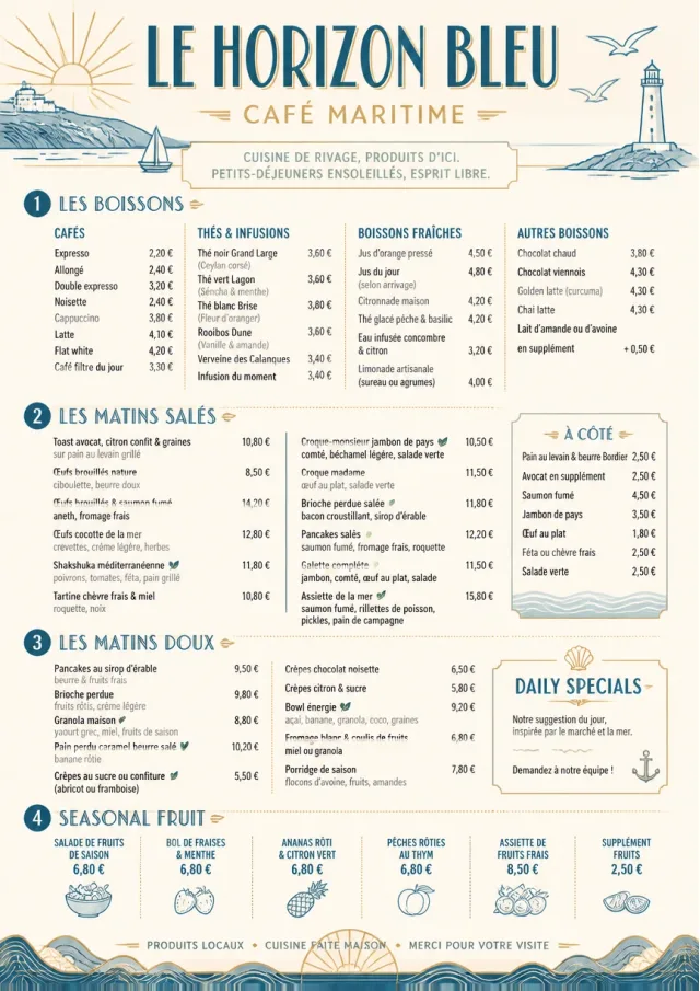 Coastal Midday breakfast-menu menu template preview