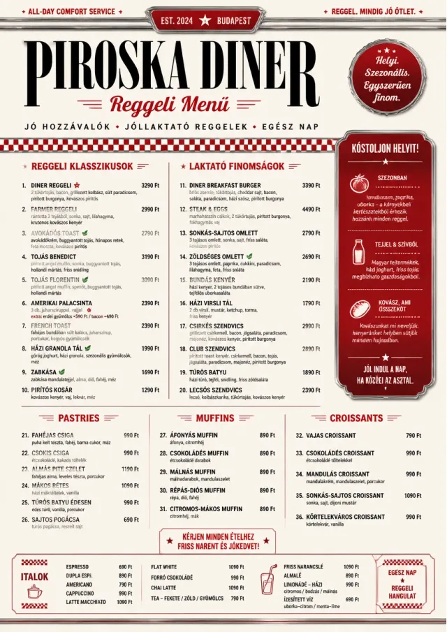 Diner Comfort breakfast-menu menu template preview