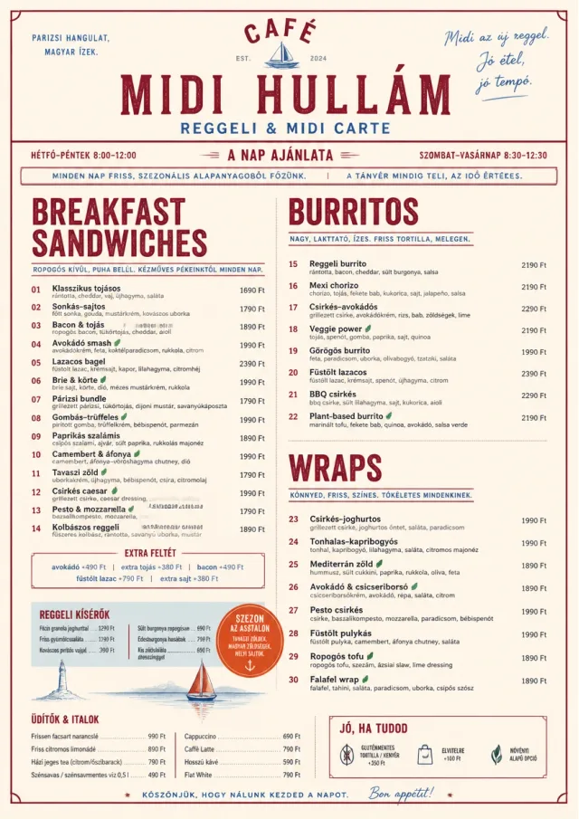 Bistro Midi breakfast-menu menu template preview
