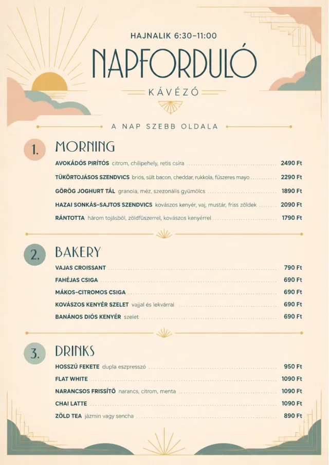 Sunrise Short Carte breakfast-menu menu template preview