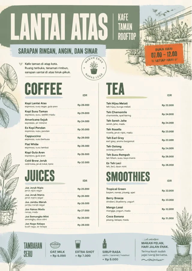 Garden Patio Day breakfast-menu menu template preview