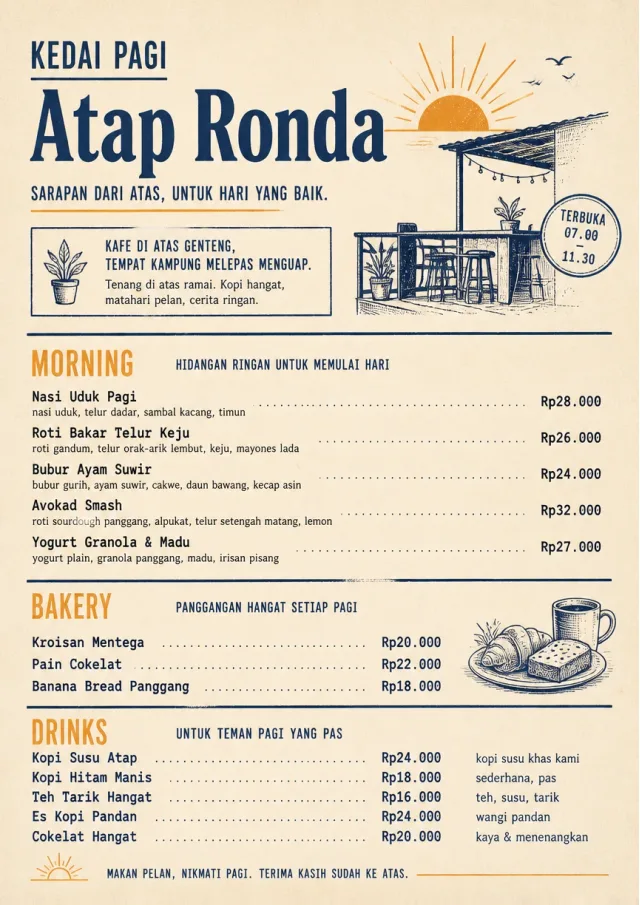 Sunrise Short Carte breakfast-menu menu template preview