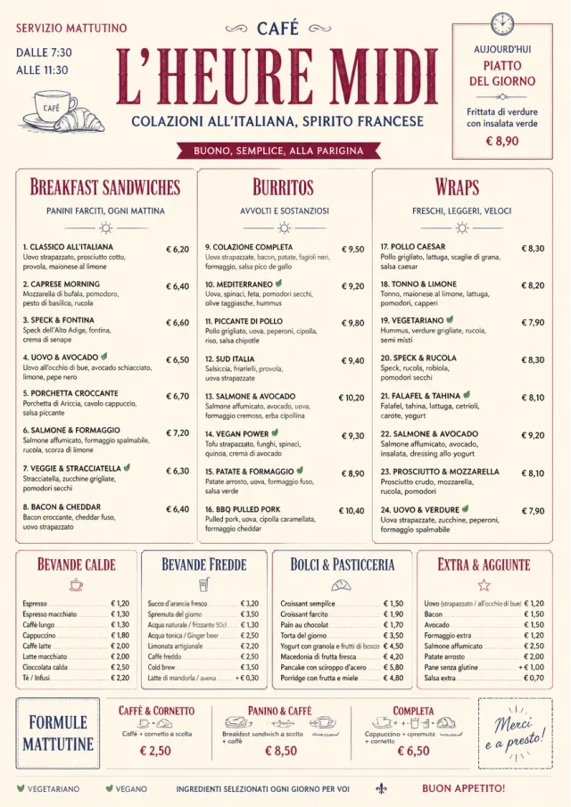 Bistro Midi breakfast-menu menu template preview