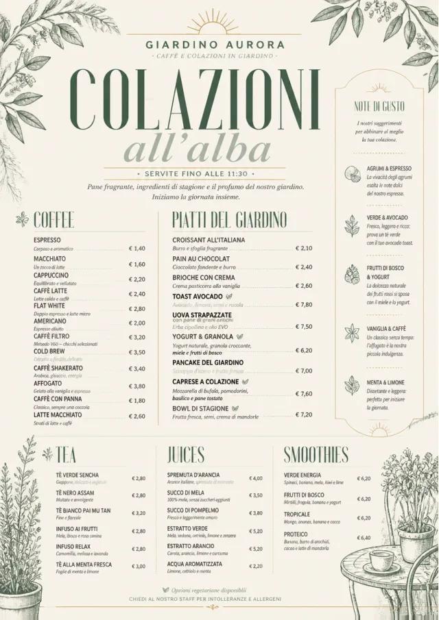 Garden Patio Day breakfast-menu menu template preview