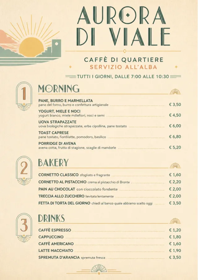 Sunrise Short Carte breakfast-menu menu template preview