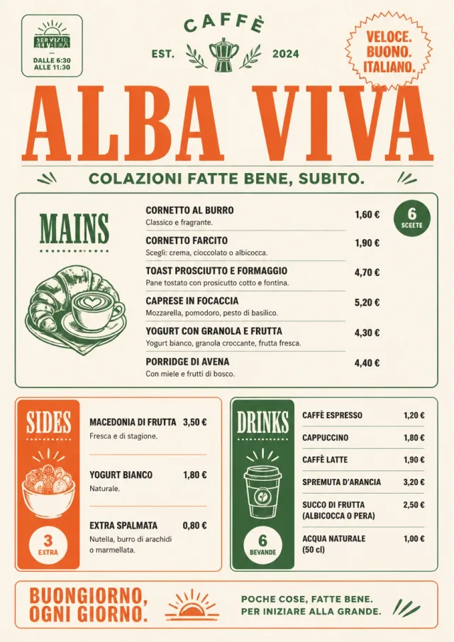 Counter Quick Board breakfast-menu menu template preview