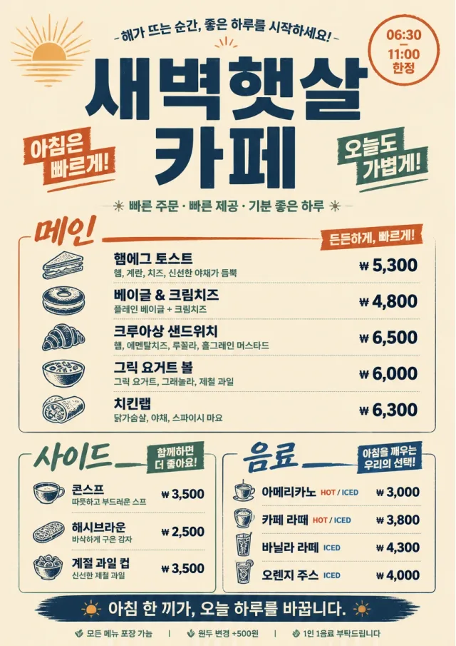 Counter Quick Board breakfast-menu menu template preview