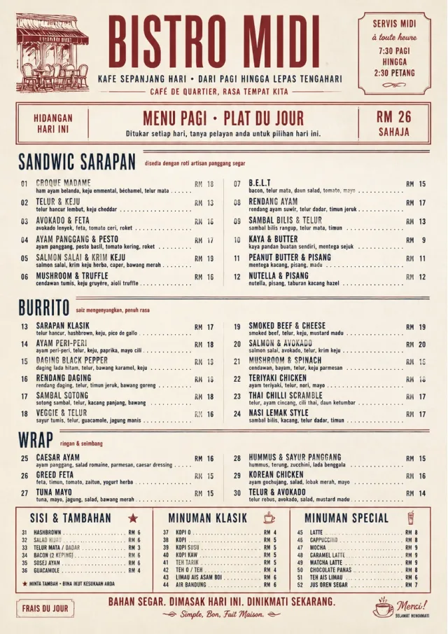 Bistro Midi breakfast-menu menu template preview
