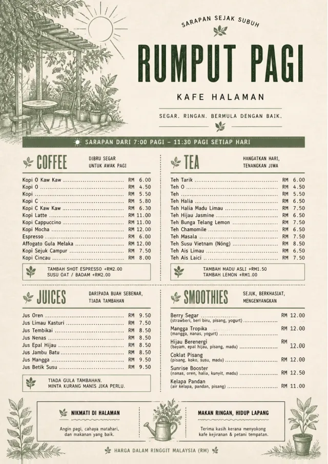 Garden Patio Day breakfast-menu menu template preview