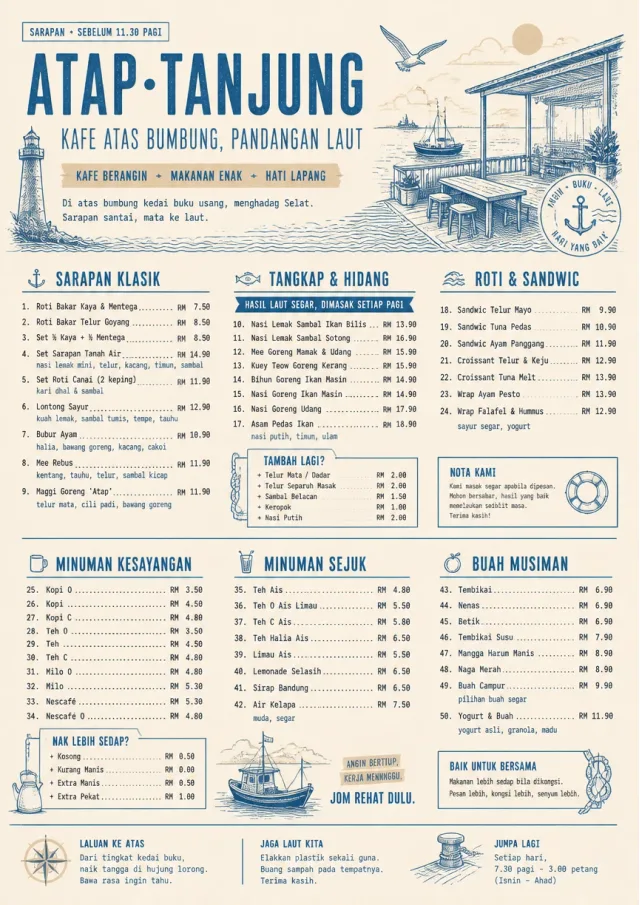 Coastal Midday breakfast-menu menu template preview