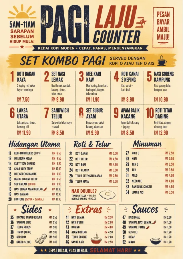 Urban Counter Quick breakfast-menu menu template preview