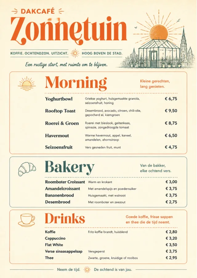 Sunrise Short Carte breakfast-menu menu template preview