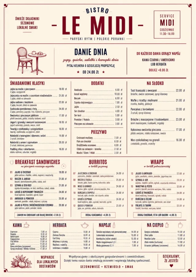 Bistro Midi breakfast-menu menu template preview