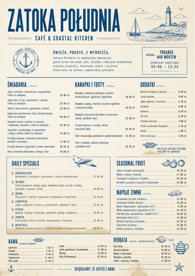 Coastal Midday breakfast-menu menu template preview