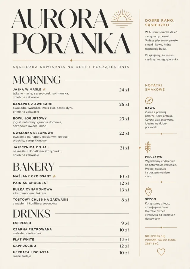 Sunrise Short Carte breakfast-menu menu template preview