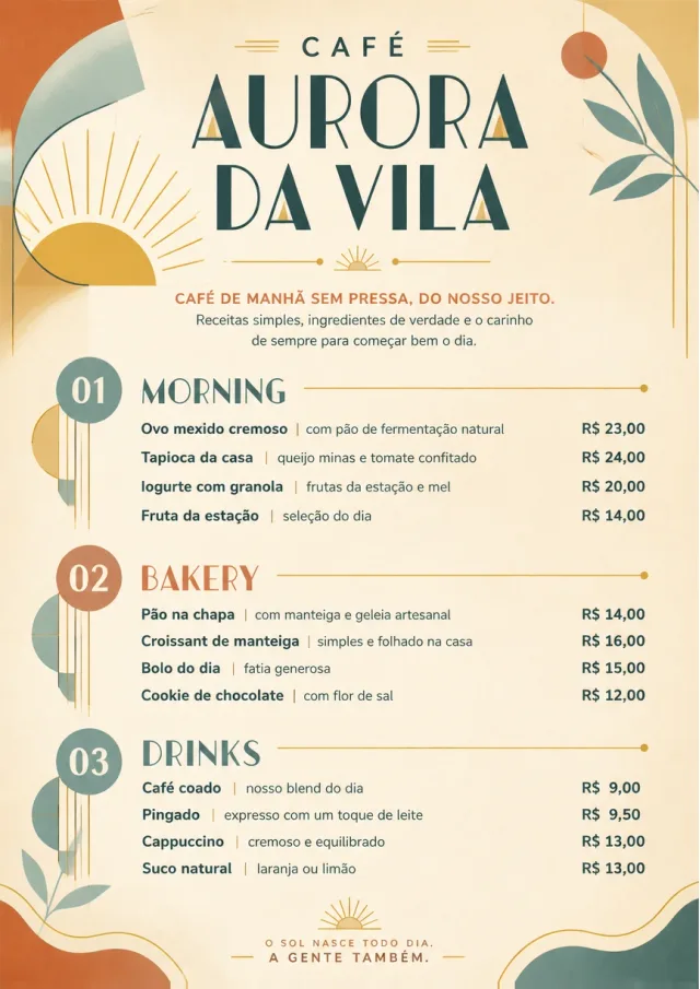 Sunrise Short Carte breakfast-menu menu template preview