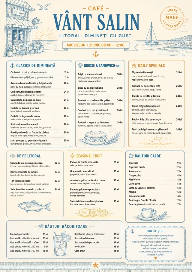 Coastal Midday breakfast-menu menu template preview