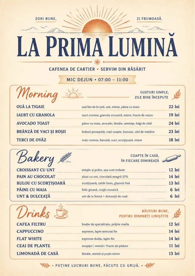 Sunrise Short Carte breakfast-menu menu template preview