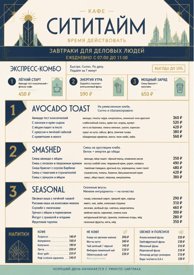 Power Lunch breakfast-menu menu template preview