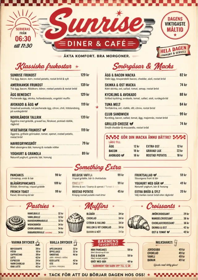 Diner Comfort breakfast-menu menu template preview