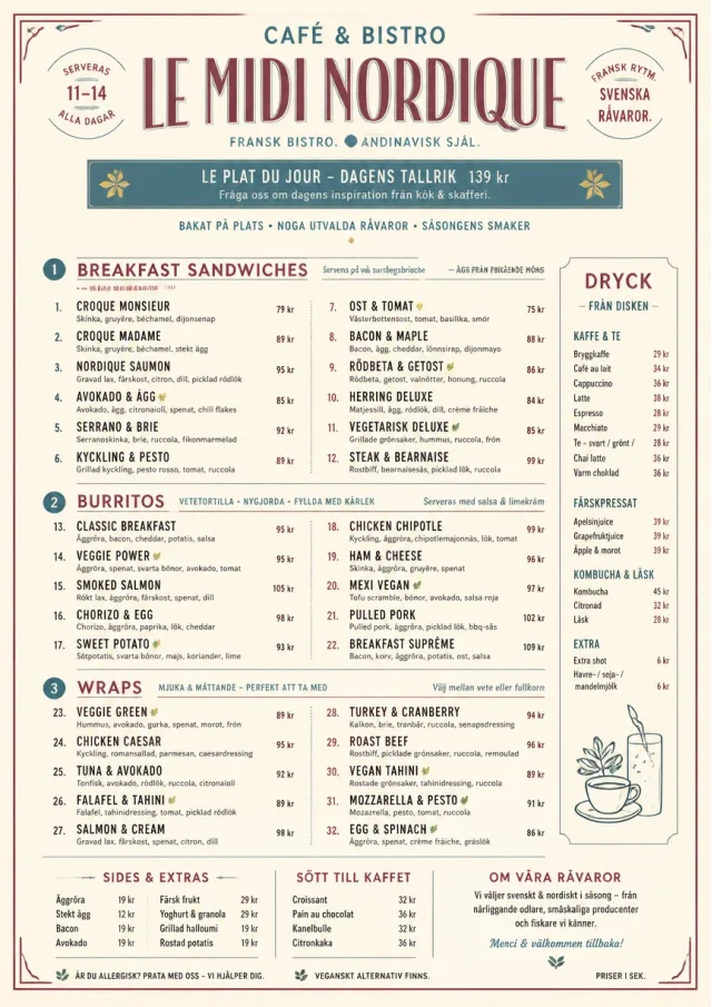 Bistro Midi breakfast-menu menu template preview