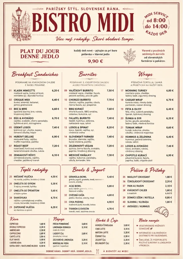 Bistro Midi breakfast-menu menu template preview