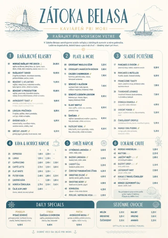 Coastal Midday breakfast-menu menu template preview