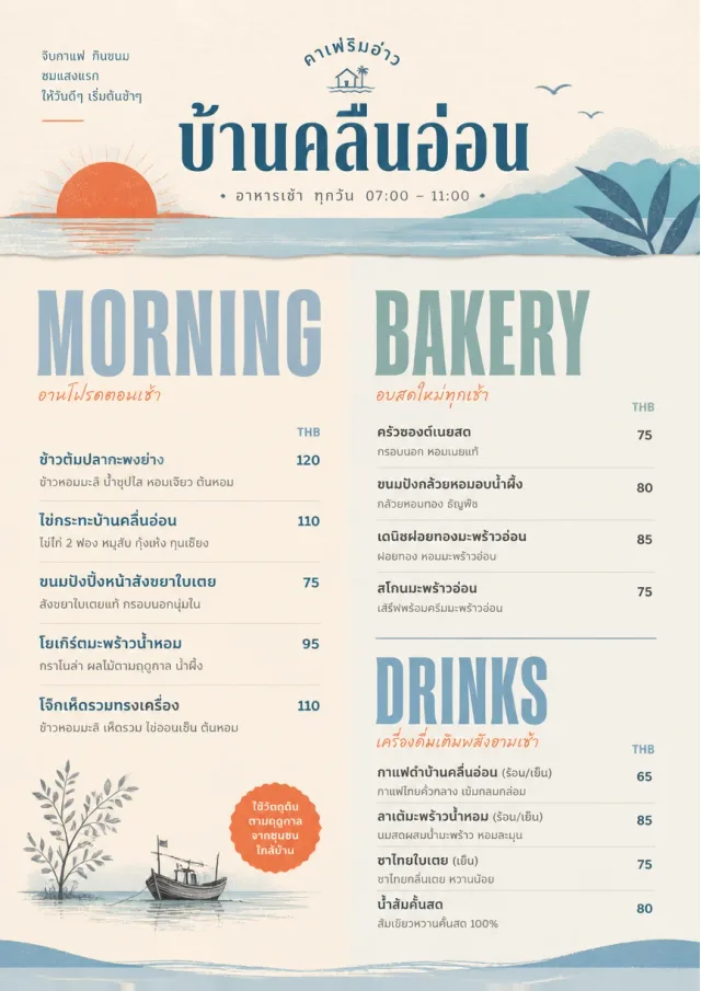 Sunrise Short Carte breakfast-menu menu template preview