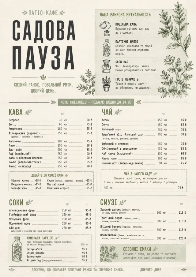 Garden Patio Day breakfast-menu menu template preview