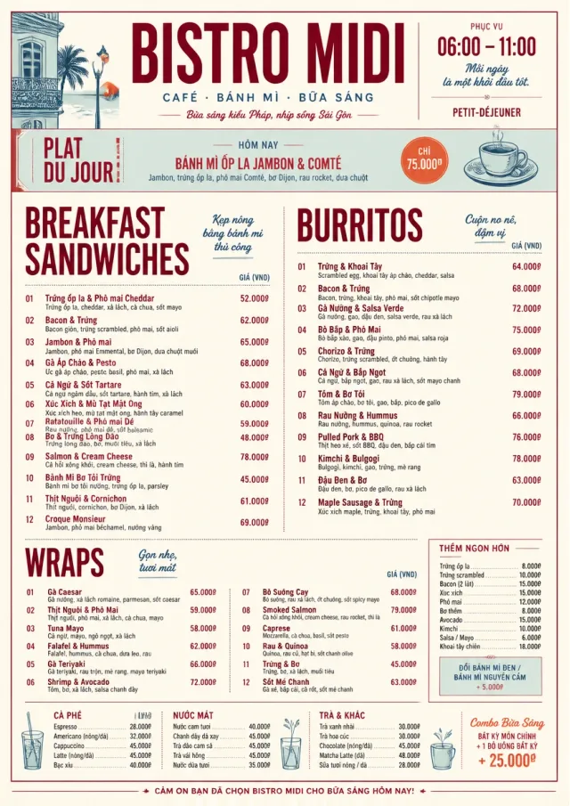 Bistro Midi breakfast-menu menu template preview
