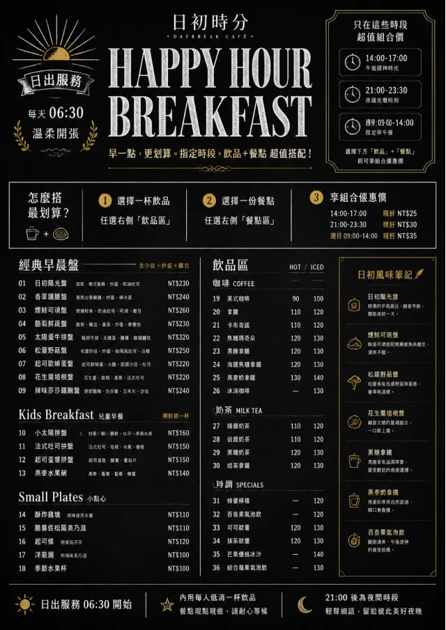 Happy Hour Promo breakfast-menu menu template preview